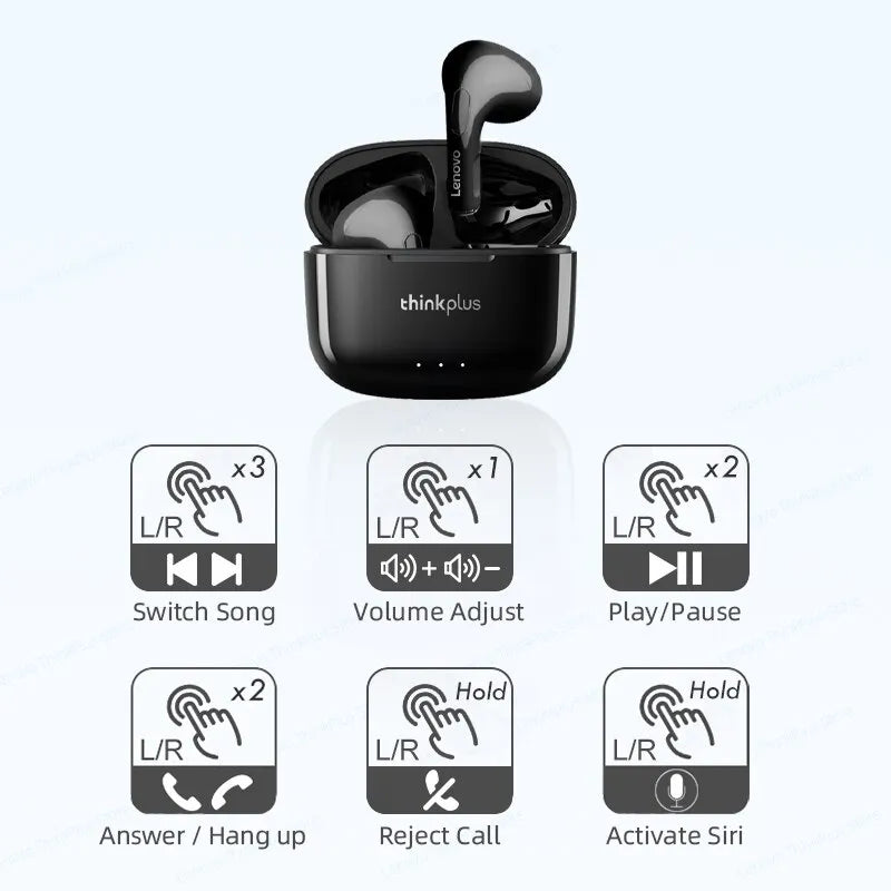 Lenovo LP40 Plus-auriculares inalámbricos con Bluetooth, cascos con reducción de ruido, estéreo HiFi de 230mAh, deportivos con micrófono - shopboudount